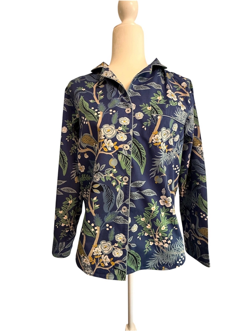 Paper Rifle Company x The Company Store Blue Floral Long-Sleeve Pajama Set Small - Picture 3 of 16